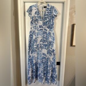 Blue & White Floral Maxi Dress